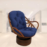 2xTextured Rattan Wicker Swivel Rocker Chair Cushion Seat Cushions Blue