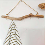 Maxbell 2xWooden Hook Wall Mounted Driftwood Hook Decoration Retro for Key Closet Room