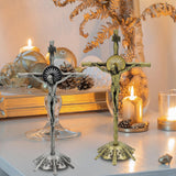 Maxbell 2 Piece Wall Cross Statue Miniature Cross Statue for Cabinet Bedroom