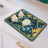 Maxbell 2xKitchen Absorbent Drain Pad Luxury Tableware Drain Pad for Counter Home Cafe Blue Green Yellow