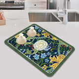 Maxbell 2xKitchen Absorbent Drain Pad Luxury Tableware Drain Pad for Counter Home Cafe Blue Green Yellow