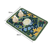 Maxbell 2xKitchen Absorbent Drain Pad Luxury Tableware Drain Pad for Counter Home Cafe Blue Green Yellow