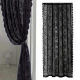 Maxbell 2xBlack Lace Floral Net Curtains Voile Curtains for Study Room Home Decorative 100cmx140cm