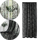 Maxbell 2 Piece Lace Floral Net Curtains Voile Curtains for Study Room Home