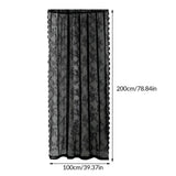 Maxbell 2xBlack Lace Floral Net Curtains Voile Curtains for Study Room Home Decorative 100cmx200cm