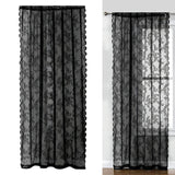 Maxbell 2xBlack Lace Floral Net Curtains Voile Curtains for Study Room Home Decorative 100cmx200cm