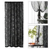 Maxbell 2xBlack Lace Floral Net Curtains Voile Curtains for Study Room Home Decorative 100cmx200cm