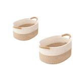 Maxbell 2xCotton Rope Woven Baskets for Organizing Portable Cat Dog Toy Bin Toy Basket 22cmx16cmx11cm