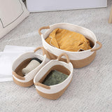 Maxbell 2xCotton Rope Woven Baskets for Organizing Portable Cat Dog Toy Bin Toy Basket 22cmx16cmx11cm