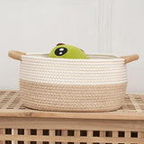 Maxbell 2xCotton Rope Woven Baskets for Organizing Portable Cat Dog Toy Bin Toy Basket 22cmx16cmx11cm
