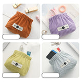 Maxbell Small Makeup Bag Tiny Pouch Wallet Casual Corduroy Elastic Hair Tie Organizer Blue