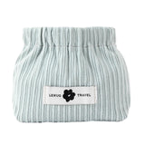Maxbell Small Makeup Bag Tiny Pouch Wallet Casual Corduroy Elastic Hair Tie Organizer Blue