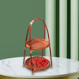 Maxbell 2xBamboo Woven Fruit Basket Decor Bamboo Storage Basket for Kitchen Table Cafe 2 Layers 38cmx22cm