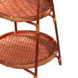 Maxbell 2xBamboo Woven Fruit Basket Decor Bamboo Storage Basket for Kitchen Table Cafe 3 Layers 45cmx22cm