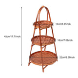 Maxbell 2xBamboo Woven Fruit Basket Decor Bamboo Storage Basket for Kitchen Table Cafe 3 Layers 45cmx22cm