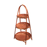 Maxbell 2xBamboo Woven Fruit Basket Decor Bamboo Storage Basket for Kitchen Table Cafe 3 Layers 45cmx22cm