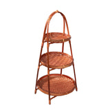 Maxbell 2xBamboo Woven Fruit Basket Decor Bamboo Storage Basket for Kitchen Table Cafe 3 Layers 45cmx22cm