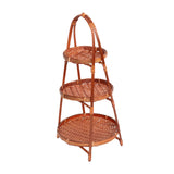 Maxbell 2xBamboo Woven Fruit Basket Decor Bamboo Storage Basket for Kitchen Table Cafe 3 Layers 45cmx22cm
