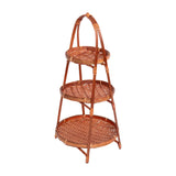 Maxbell 2xBamboo Woven Fruit Basket Decor Bamboo Storage Basket for Kitchen Table Cafe 3 Layers 45cmx22cm