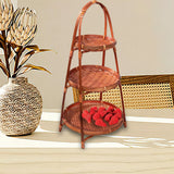 Maxbell 2xBamboo Woven Fruit Basket Decor Bamboo Storage Basket for Kitchen Table Cafe 3 Layers 45cmx22cm