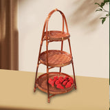Maxbell 2xBamboo Woven Fruit Basket Decor Bamboo Storage Basket for Kitchen Table Cafe 3 Layers 45cmx22cm