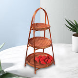 Maxbell 2xBamboo Woven Fruit Basket Decor Bamboo Storage Basket for Kitchen Table Cafe 3 Layers 45cmx22cm