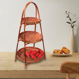 Maxbell 2xBamboo Woven Fruit Basket Decor Bamboo Storage Basket for Kitchen Table Cafe 3 Layers 45cmx22cm