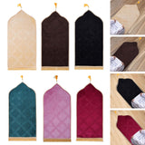 Maxbell Prayer Rug Soft Turkish Portable Muslim Prayer Mat for Adults Men Women Kids Beige