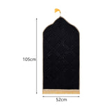 Maxbell Prayer Rug Soft Turkish Portable Muslim Prayer Mat for Adults Men Women Kids Black