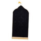Maxbell Prayer Rug Soft Turkish Portable Muslim Prayer Mat for Adults Men Women Kids Black