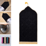 Maxbell Prayer Rug Soft Turkish Portable Muslim Prayer Mat for Adults Men Women Kids Black