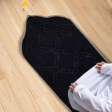 Maxbell Prayer Rug Soft Turkish Portable Muslim Prayer Mat for Adults Men Women Kids Black