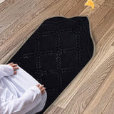 Maxbell Prayer Rug Soft Turkish Portable Muslim Prayer Mat for Adults Men Women Kids Black