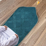 Maxbell Prayer Rug Soft Turkish Portable Muslim Prayer Mat for Adults Men Women Kids Blue