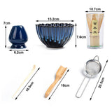 Maxbell 6x Matcha Tea Ceremony Set Traditional Matcha Set for Home Table Living Room Blue