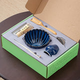 Maxbell 6x Matcha Tea Ceremony Set Traditional Matcha Set for Home Table Living Room Blue