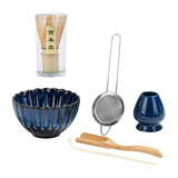 Maxbell 6x Matcha Tea Ceremony Set Traditional Matcha Set for Home Table Living Room Blue