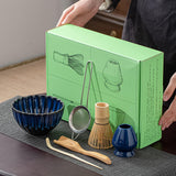 Maxbell 6x Matcha Tea Ceremony Set Traditional Matcha Set for Home Table Living Room Blue
