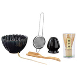 Maxbell 6x Matcha Tea Ceremony Set Traditional Matcha Set for Home Table Living Room Black