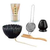 Maxbell 6x Matcha Tea Ceremony Set Traditional Matcha Set for Home Table Living Room Black
