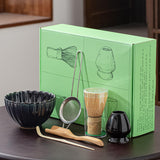 Maxbell 6x Matcha Tea Ceremony Set Traditional Matcha Set for Home Table Living Room Black
