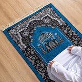 Maxbell Prayer Rug Rectangle Unique Portable Islamic Gift for Meditation Travel Kids Blue
