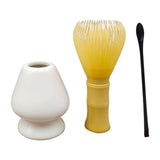 Maxbell 3Pcs Japanese Matcha Whisk Set Tea Bowl for Tea Ceremony Dining Room Bedroom white