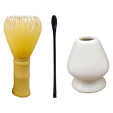 Maxbell 3Pcs Japanese Matcha Whisk Set Tea Bowl for Tea Ceremony Dining Room Bedroom white
