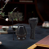 Maxbell 3Pcs Japanese Matcha Whisk Set Tea Bowl for Tea Ceremony Dining Room Bedroom black