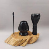 Maxbell 3Pcs Japanese Matcha Whisk Set Tea Bowl for Tea Ceremony Dining Room Bedroom black