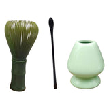 Maxbell 3Pcs Japanese Matcha Whisk Set Tea Bowl for Tea Ceremony Dining Room Bedroom green