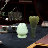 Maxbell 3Pcs Japanese Matcha Whisk Set Tea Bowl for Tea Ceremony Dining Room Bedroom green
