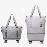 Maxbell Rolling Duffle Bag Apparel Tote Bag Pouch Wheeled for Outddor Sports Fitness gray
