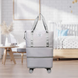 Maxbell Rolling Duffle Bag Apparel Tote Bag Pouch Wheeled for Outddor Sports Fitness gray